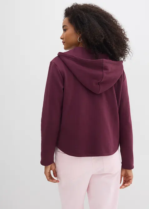 Felpa con zip, cappuccio e poliestere riciclato, bonprix