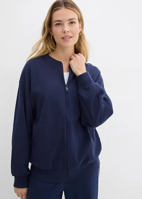 Felpa con zip in puro cotone, bonprix
