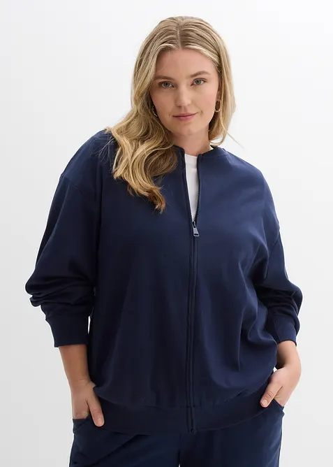 Felpa con zip in puro cotone, bonprix