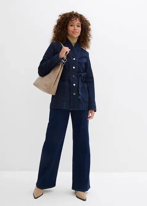 Giacca in jeans di cotone, con cintura, bonprix