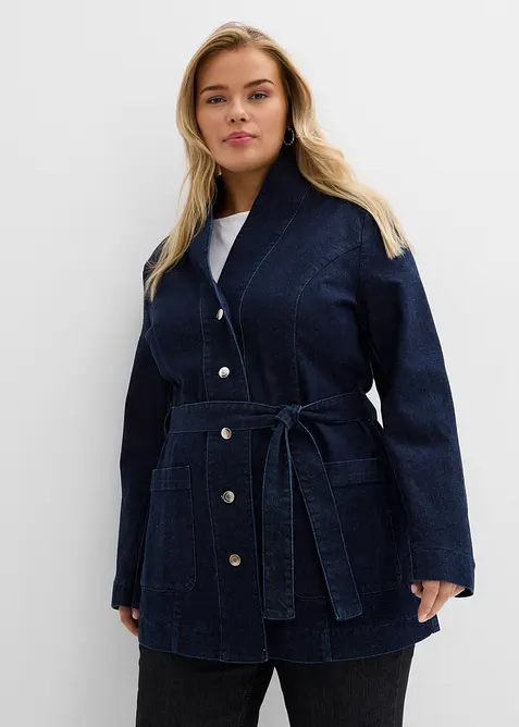 Giacca in jeans di cotone, con cintura, bonprix