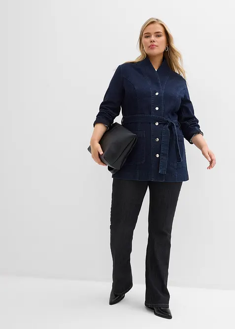 Giacca in jeans di cotone, con cintura, bonprix