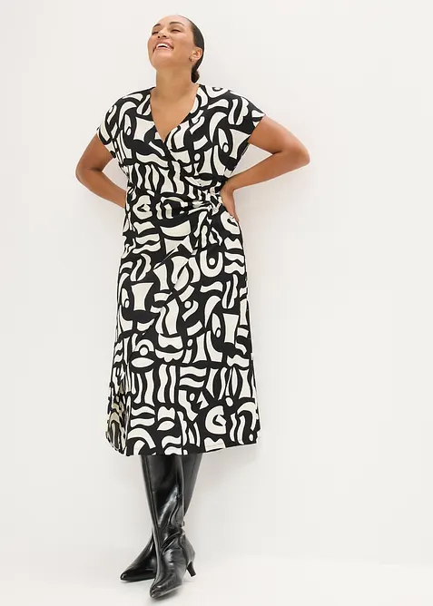 Abito midi in jersey operato, bonprix