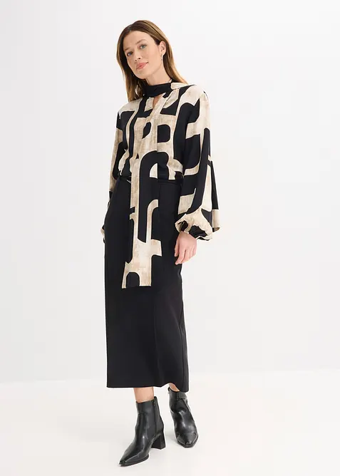 Camicetta con fiocco in viscosa fluente, bonprix