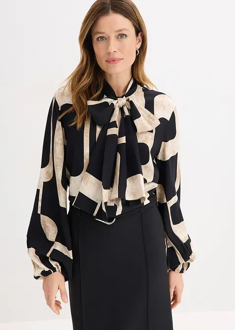 Camicetta con fiocco in viscosa fluente, bonprix