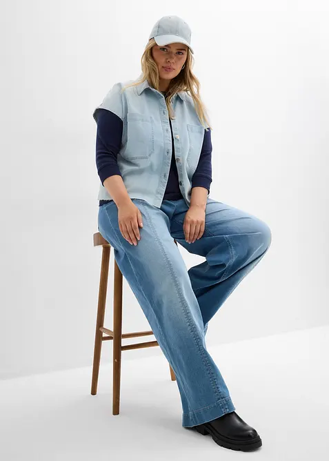 Jeans wide leg full length con girovita comodo, vita alta, bonprix