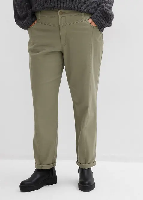 Pantaloni in twill di misto cotone ed elastan, bonprix