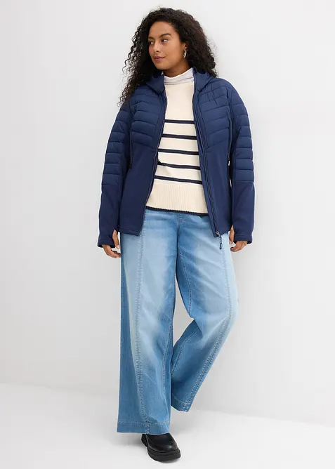 Giacca ibrida idrorepellente con inserti in softshell e trapuntati, bonprix