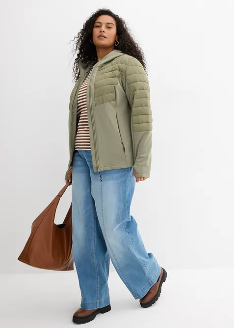 Giacca ibrida idrorepellente con inserti in softshell e trapuntati, bonprix