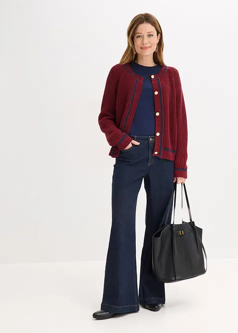 Cardigan con righe a contrasto, bonprix