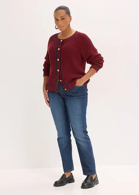 Cardigan con righe a contrasto, bonprix