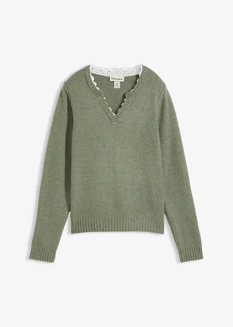 Maglione con inserto in pizzo, bonprix