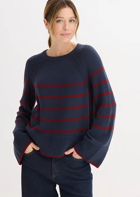 Maglione con righe a contrasto, bonprix