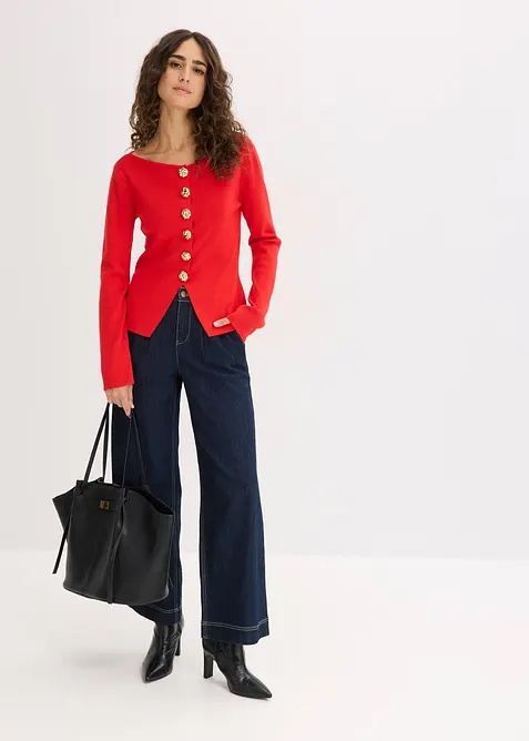 Cardigan con baschina e bottoni decorativi, bonprix