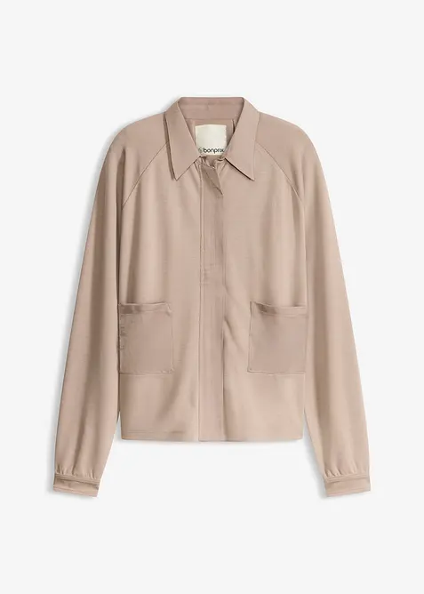 Giacca leggera in punto di Roma con inserto di satin, bonprix