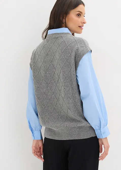 Maglione con inserto effetto camicia, bonprix