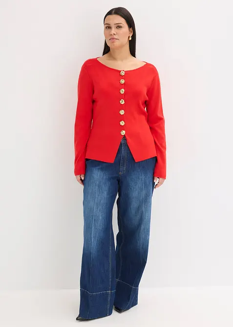 Cardigan con baschina e bottoni decorativi, bonprix