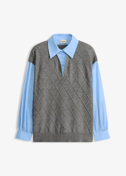 Maglione con inserto effetto camicia, bonprix