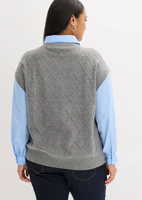 Maglione con inserto effetto camicia, bonprix