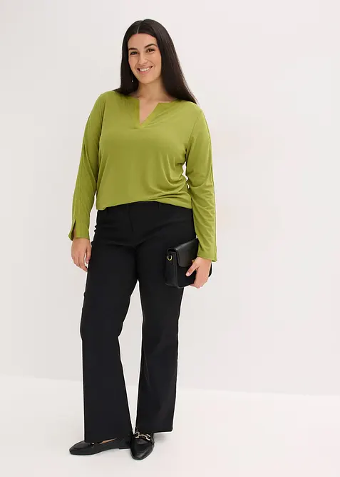 Maglia a maniche lunghe con inserto in satin, bonprix