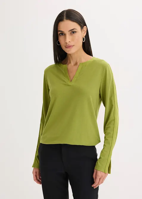 Maglia a maniche lunghe con inserto in satin, bonprix