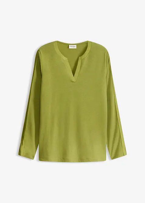 Maglia a maniche lunghe con inserto in satin, bonprix