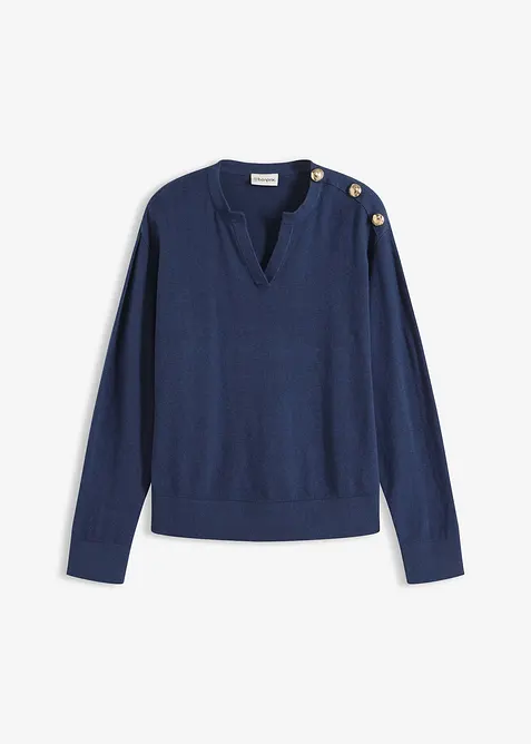 Maglione in misto cotone con bottoni, bonprix