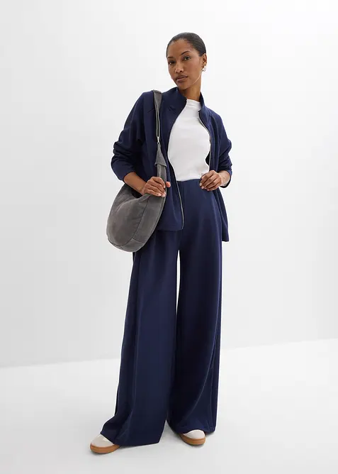 Pantaloni larghi con pieghe laterali, bonprix