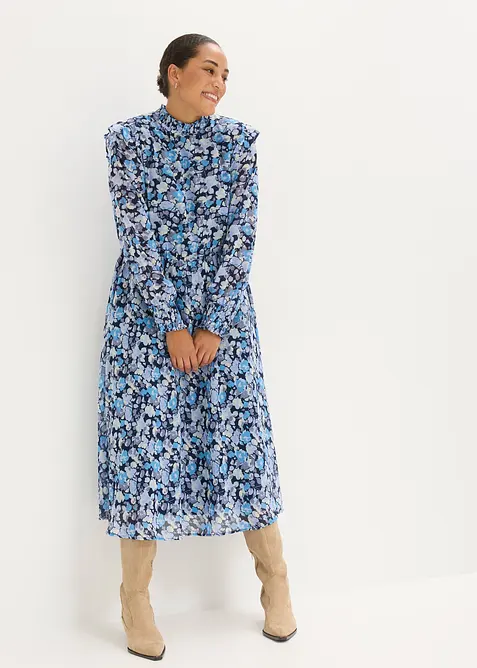 Abito di chiffon con collo dritto, bonprix