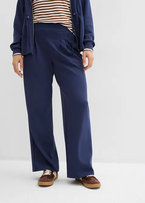 Pantaloni in jersey effetto neoprene con pinces, bonprix