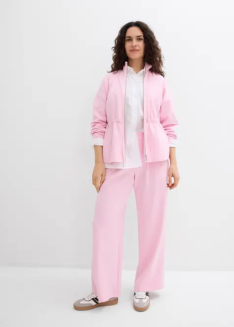 Pantaloni in jersey effetto neoprene con pinces, bonprix