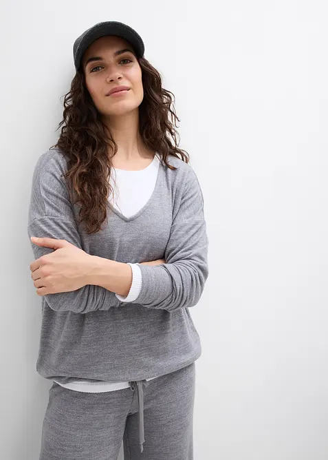 Felpa oversize effetto maglia, bonprix