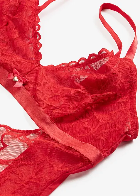 Body con perizoma e pizzo con cuoricini, bonprix