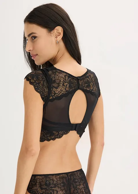 Reggiseno bustier senza ferretto con pizzo floreale, bonprix