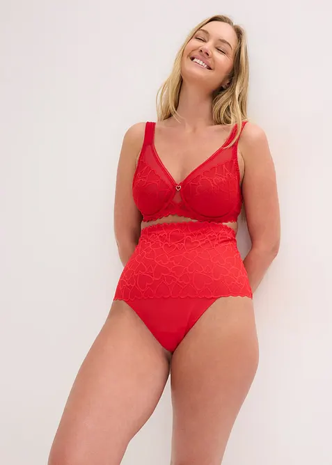 Perizoma con pizzo a cuoricini ed effetto modellante medio, bonprix