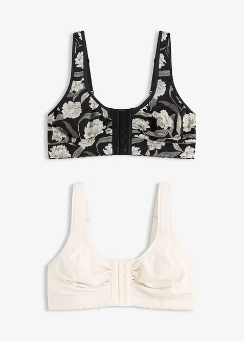 Reggiseno senza ferretto con chiusura anteriore e cotone biologico (pacco da 2), bonprix