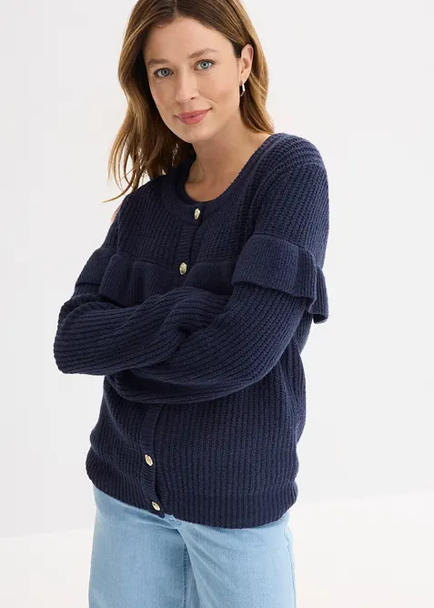 Cardigan in filato fine di misto cotone, bonprix