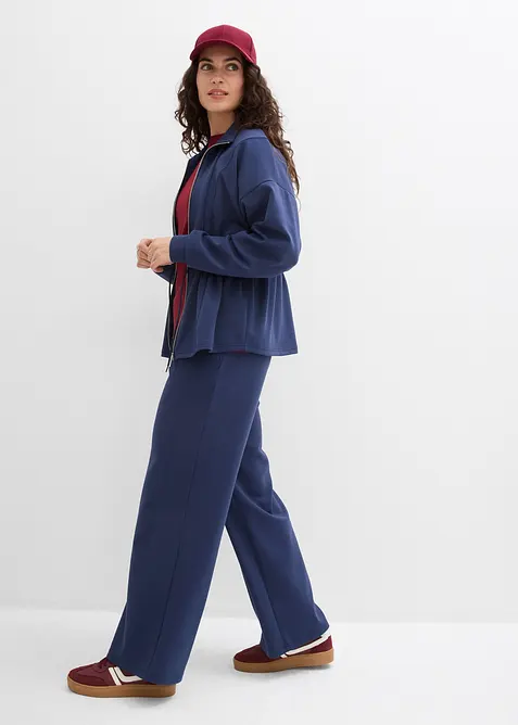 Felpa con zip in morbido tessuto effetto neoprene, bonprix