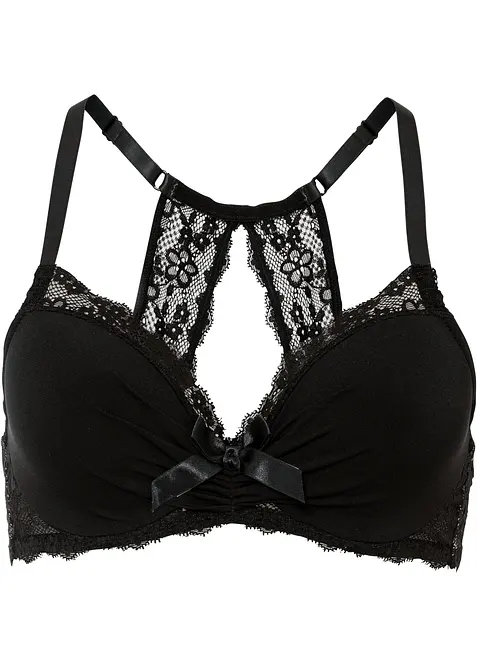 Reggiseno in pizzo con coppe preformate, ferretto e schiena a vogatore, bonprix