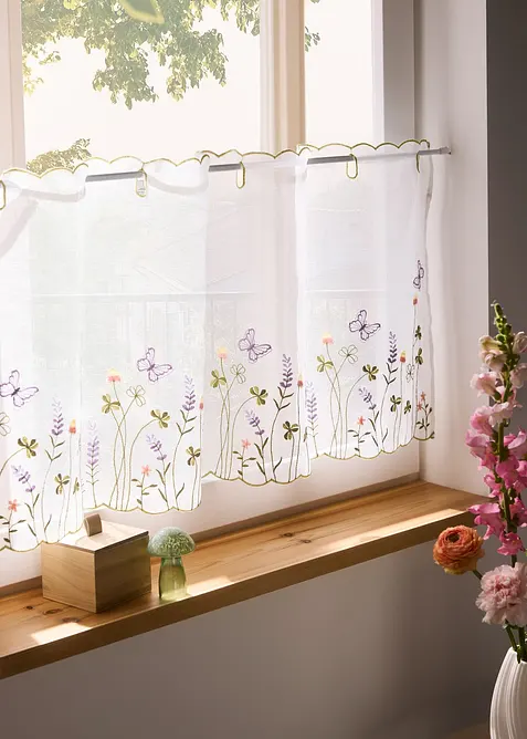 Tenda a vetro con fiori ricamati, bonprix