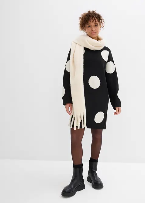 Abito oversize in maglia a pois, bonprix