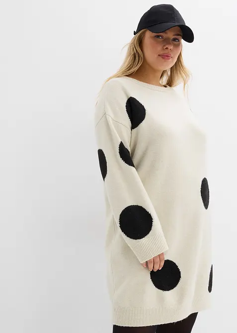 Abito oversize in maglia a pois, bonprix