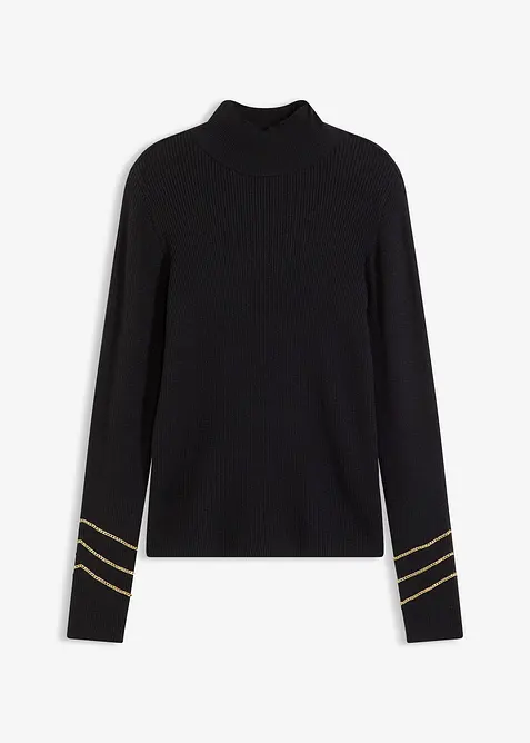 Maglione in filato fine con catenelle dorate, bonprix