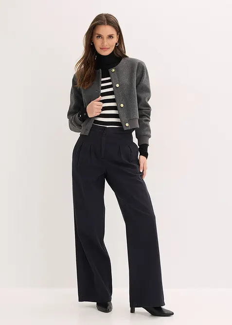 Pantaloni con pinces in puro cotone, bonprix