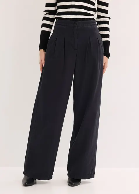 Pantaloni con pinces in puro cotone, bonprix