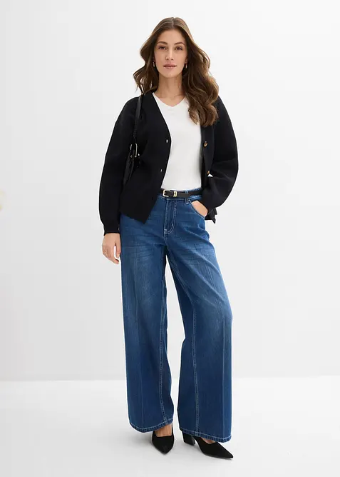Jeans wide leg, vita media, bonprix