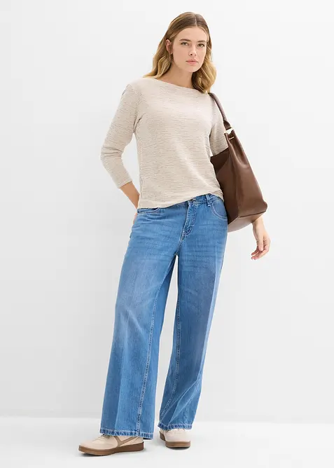 Jeans wide leg, vita media, bonprix