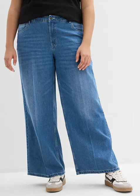 Jeans wide leg, vita media, bonprix