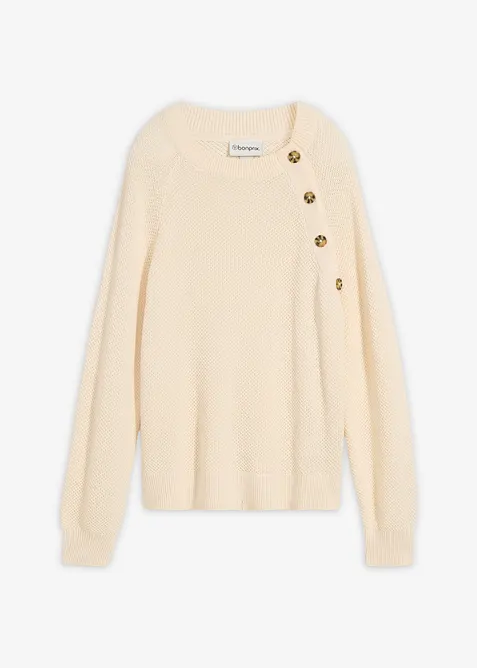 Maglione in  filato grosso con bottoni, bonprix