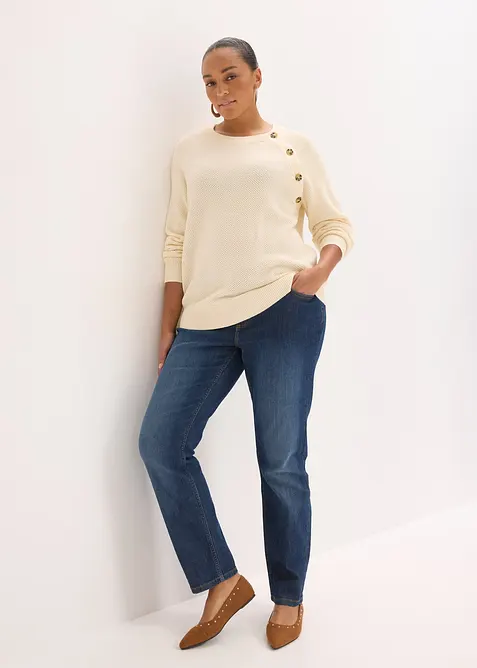 Maglione in  filato grosso con bottoni, bonprix